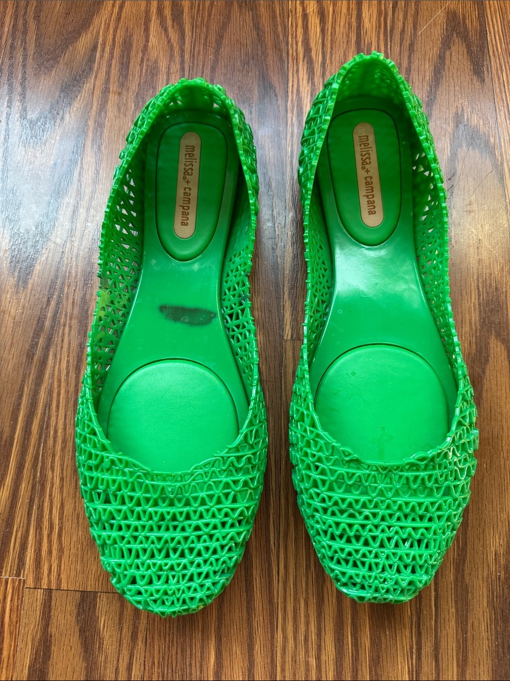 Melissa + Campana Kelly Green Lattice Jelly Flats Size  9 - Picture 3 of 10